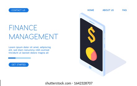 Modern Finance Management vector isometric technology illustration.
