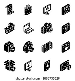 
Modern Finance Solid Isometric Icons 