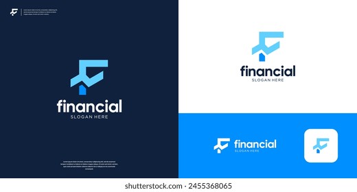 Logotipo financiero moderno con letra F y diseño de logotipo de gráfico.