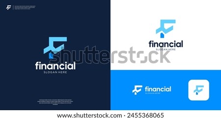 Modern Financial logo with letter F and chart logo design.