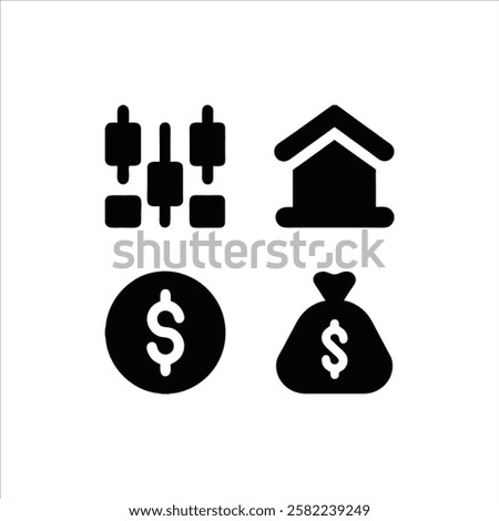 Modern Financing Icon Set for Banking, Investment, and Financial Design Projects mono color 