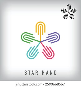 Modern finger star logo design. Creative linear star design, corporate identity. vector