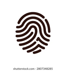 Modern fingerprint logo with clean abstract line design in black and white, minimal biometric identity symbol representing security, authentication, digital identity, privacy, technology, and corporate branding.