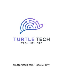 Modern fingerprint technology turtle geometric line art logo design