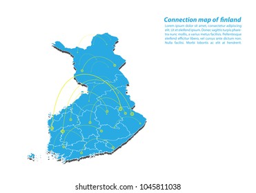 Modern of finland Map connections network design, Best Internet Concept of finland map business from concepts series, map point and line composition. Infographic map. Vector Illustration.