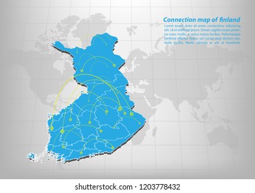 Modern of finland Map connections network design, Best Internet Concept of finland map business from concepts series, map point and line composition. Infographic map. Vector Illustration.