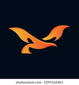 Modern fire bird logo illustration design vector.