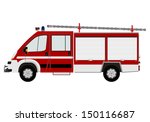 The modern fire engine on a white background.