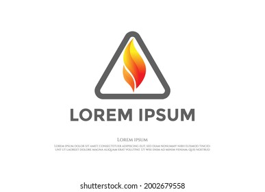Modern Fire Flame or Flammable Warning Caution Sign Symbol Logo Design Vector