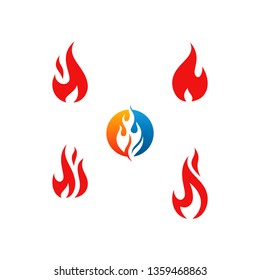 Modern Fire Flame Icon Logo Sets collection vector with hot color