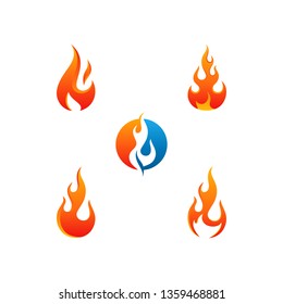 Modern Fire Flame Icon Logo Sets collection vector with hot color