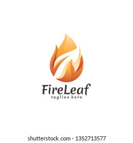Modern Fire Flame and Leaf Icon Vector, Nature Energy Logo