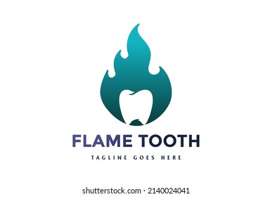 Modern Fire Flame Tooth for Dental or Dentist Logo Design Vector