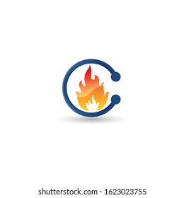 Modern fire logo or icon design. Vector illustration