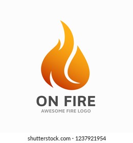 Modern fire logo template. Flame icon in white background