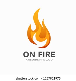 Modern fire logo template. Flame icon in white background