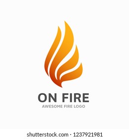Modern fire logo template. Flame icon in white background