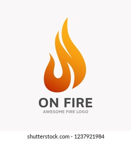 Modern fire logo template. Flame icon in white background