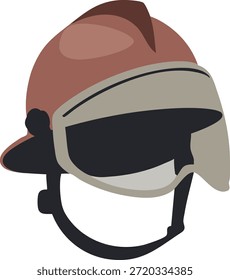 Un moderno casco de bombero en color marrón con visera integrada y gafas para una protección total de la cara.