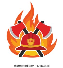 Modern firefighter sign, fire intervention vector illustration.