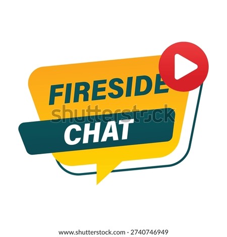 modern fireside chat banner badge for informal virtual interviews and online professional discussion panel events