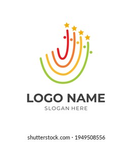 modern firework logo concept with flat colorful style