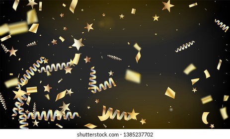 Modern Fireworks Glitter Confetti Card Background. Horizontal Dotted Glitter Background. Cool Rich VIP Christmas, New Year, Birthday Party Holiday Banner. Gold Fireworks Glitter Confetti