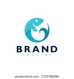 Design de logotipo de emblema de peixe moderno para frutos do mar Business Branding Vetor Illustration