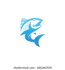 Modern Fish Fishing Tuna Mascot Cartoon Character Logo Symbol