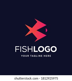 Modelo de diseño de logotipo de pescado moderno Vector de material