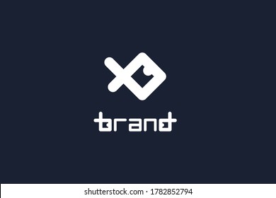 Modern fish logo with letter b design concept, simple unique and elegant design, can also for the logo letters d p and q, if the logo is rotated.