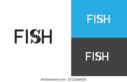 Símbolo moderno del símbolo de la tipografía del logotipo del pez forma de S dividida. Logotipo para empresas, restaurantes, tecnología.