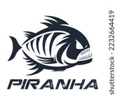 
Modern fish predator piranha logo