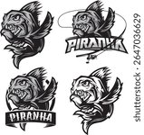 Modern fish predator piranha logo vector