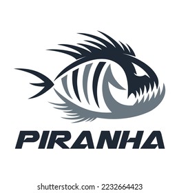 
Modern fish predator piranha logo