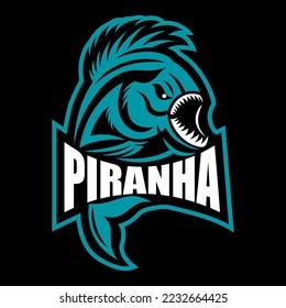 
Modern fish predator piranha logo