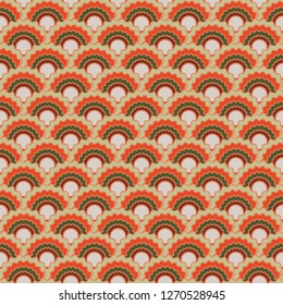 Modern fish scales squama background, vector seamless fabric pattern, tiled textile print. Typical chinese squama scales seamless arc tiles texture. Iguana skin pattern.