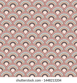 Modern fish scales squama background, vector seamless fabric pattern, tiled textile print. Classic chinese squama scales seamless arc tiles graphics. Reptile skin pattern.