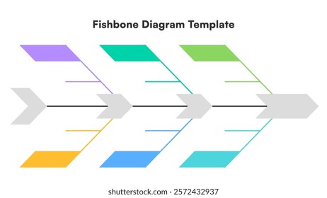 Modern Fishbone Diagram Template with Vibrant Colors for Business Analysis Vector Illustration