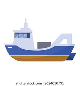 Modern fishing boat sailing on the sea, perfect for topics about fishing and maritime industries