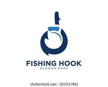 modern fishing hook logo design