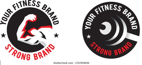 Modern fitness and gym logo badges.