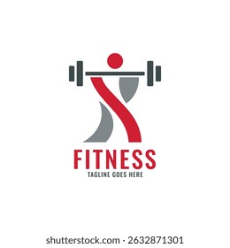 Modern Fitness Logo Vector with Abstract Weightlifter 