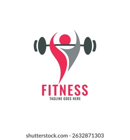 Vetor de logotipo moderno da aptidão com halterofilismo abstrato 