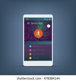 Modern fitness tracker application user interface for running or other sport monitor activity. Set of vector icons and blank layout. Eps10 vector illustration.