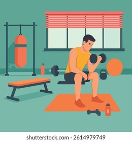 Modern fitness vector illustrations featuring workouts, gym equipment, yoga, and health icons. Perfect for apps, posters, websites, and social media. Fully editable and scalable