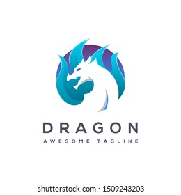 Modern flame fire and dragon logo icon vector template on white background