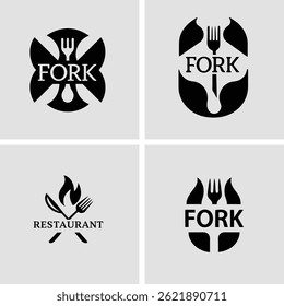 Moderne Flamme und Gabel Restaurant Logo Konzept Vektor Design
