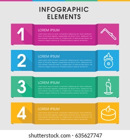 Modern flame infographic template. infographic design with flame icons includes blowtorch, cd fire. can be used for presentation, diagram, annual report, web design.