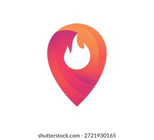 Plantilla de diseño de logotipo de Vector de pin de llama moderna